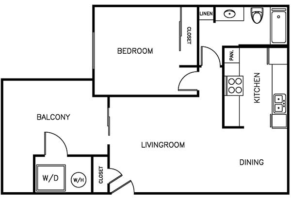 Waterstone Alta Loma Apartments 1 bedroom 1 bath floor plan