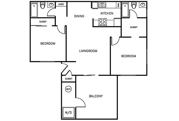 Waterstone Alta Loma Apartments 2 bedroom 2 bath floor plan