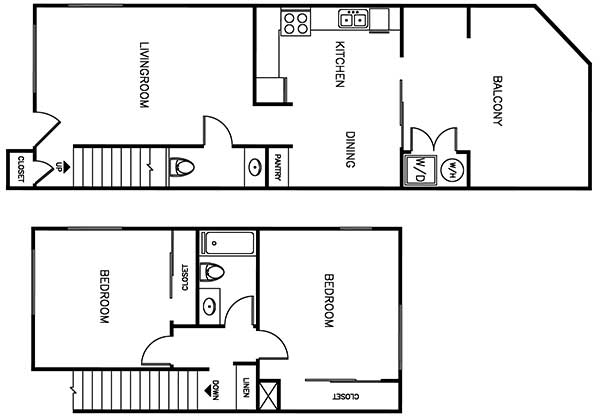 Waterstone Alta Loma Apartments 2 bedroom 2 bath townhome floor plan